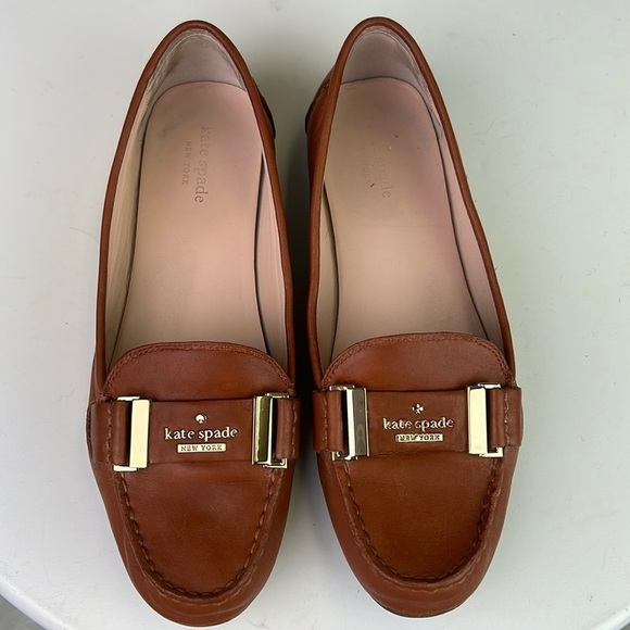 Kate Spade Slip-On Brown Leather Loafers Flats Size 9 - Picture 2 of 10